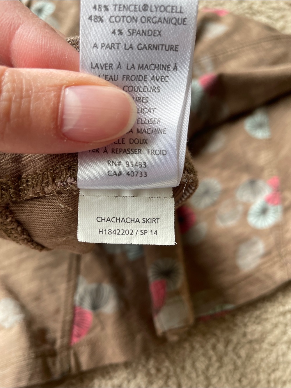 Toad&Co Chachacha Skirt XL Organic Cotton Blend Outdoor Taupe Floral Pull On - Picture 6 of 8